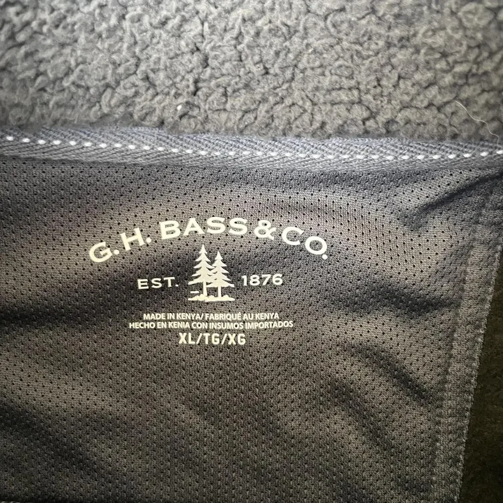 G.H. Bass & Co Sweater Mens XL Green 1/4 Zip Mock Neck Fleece Lined Pullover
